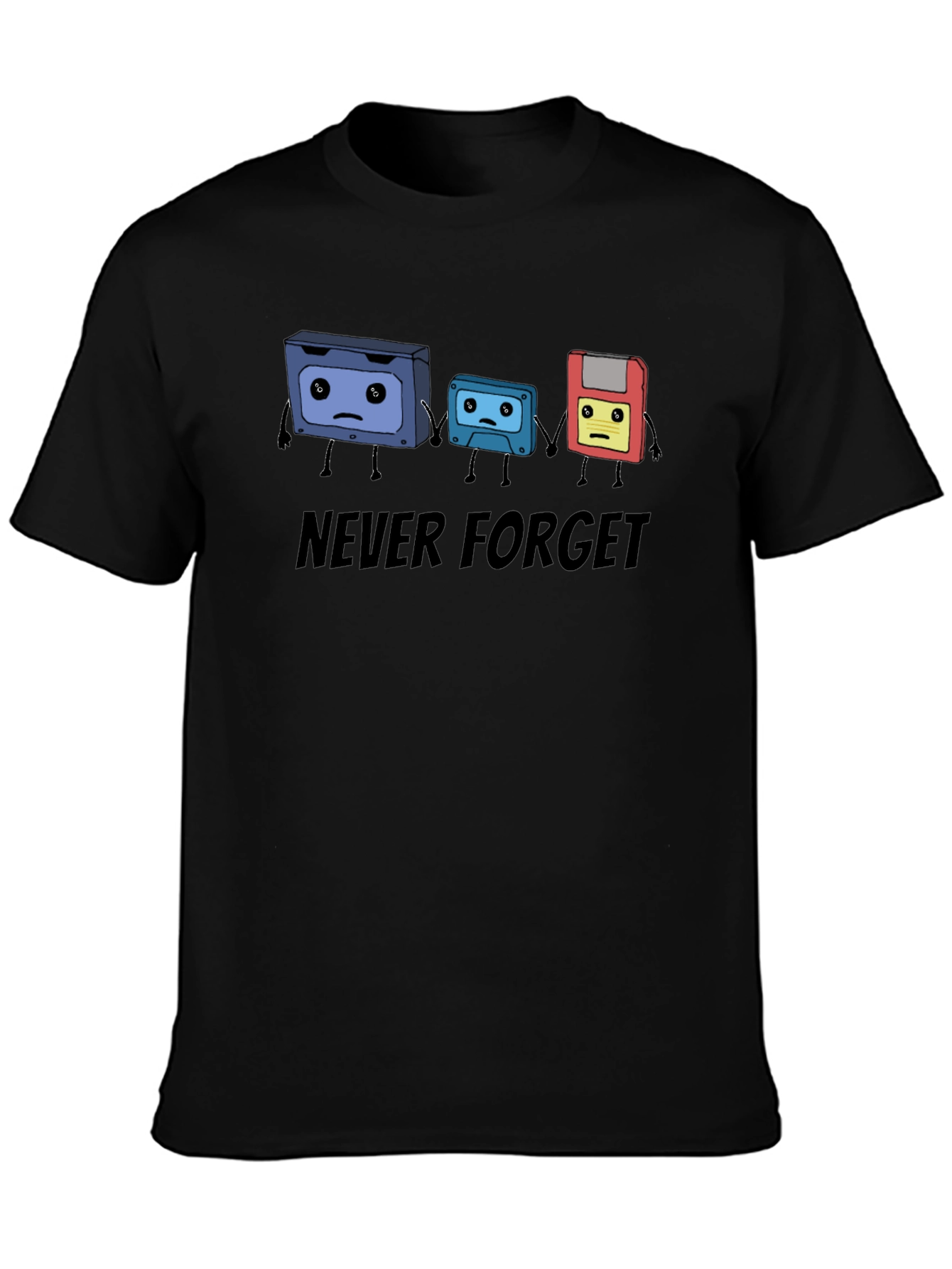 Never Forget Cassette Tape & Floppy Disk T-Shirt