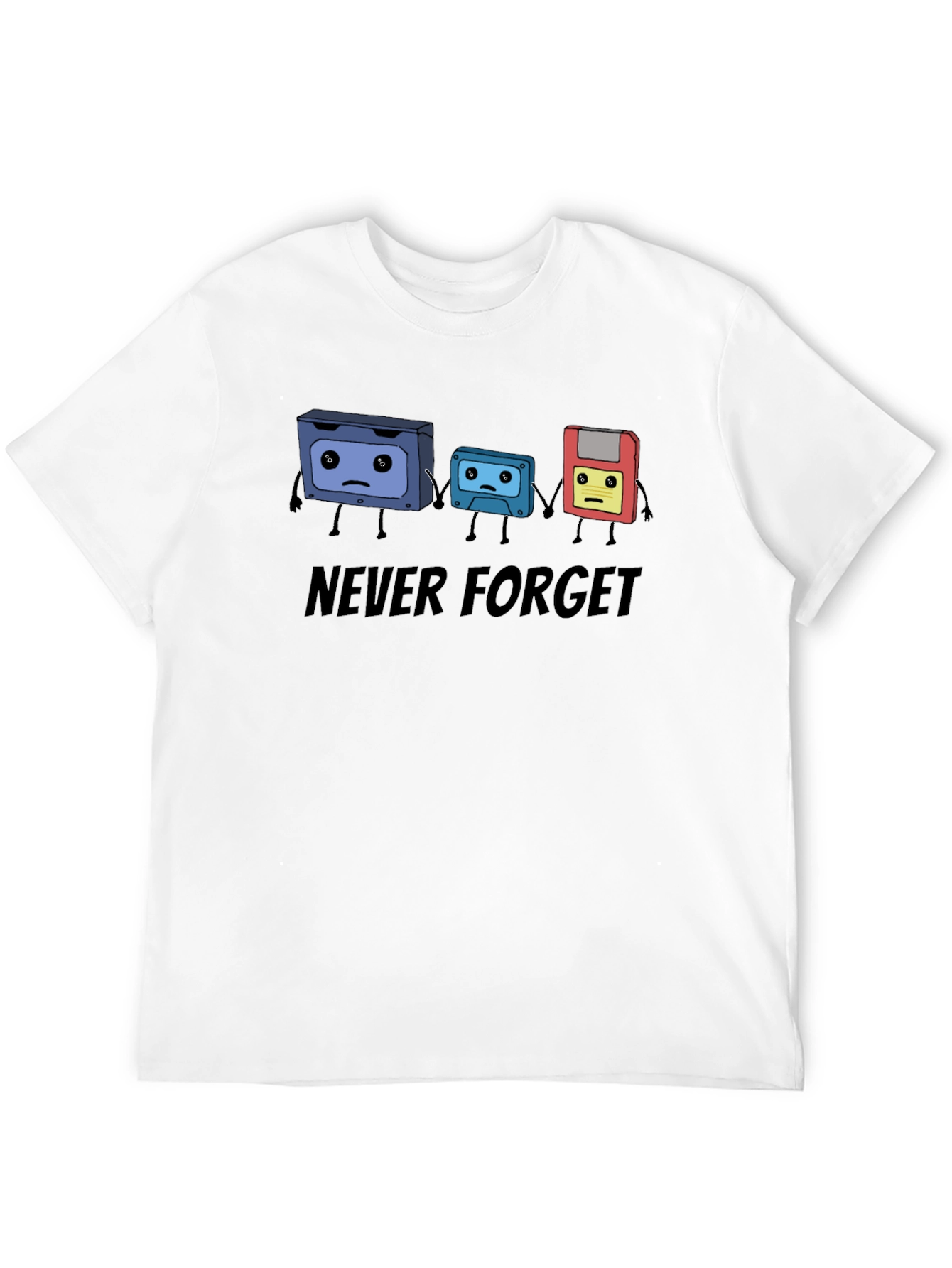 Never Forget Cassette Tape & Floppy Disk T-Shirt