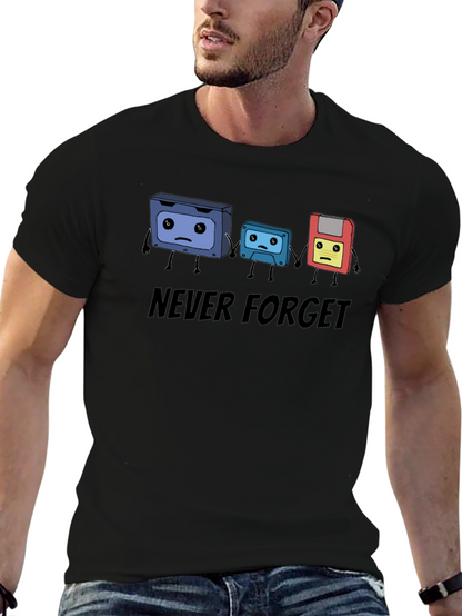 Never Forget Cassette Tape & Floppy Disk T-Shirt