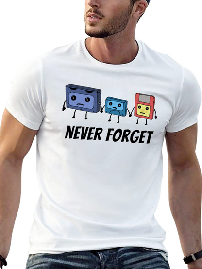 Never Forget Cassette Tape & Floppy Disk T-Shirt
