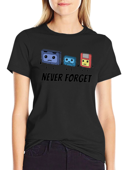 Never Forget Cassette Tape & Floppy Disk T-Shirt