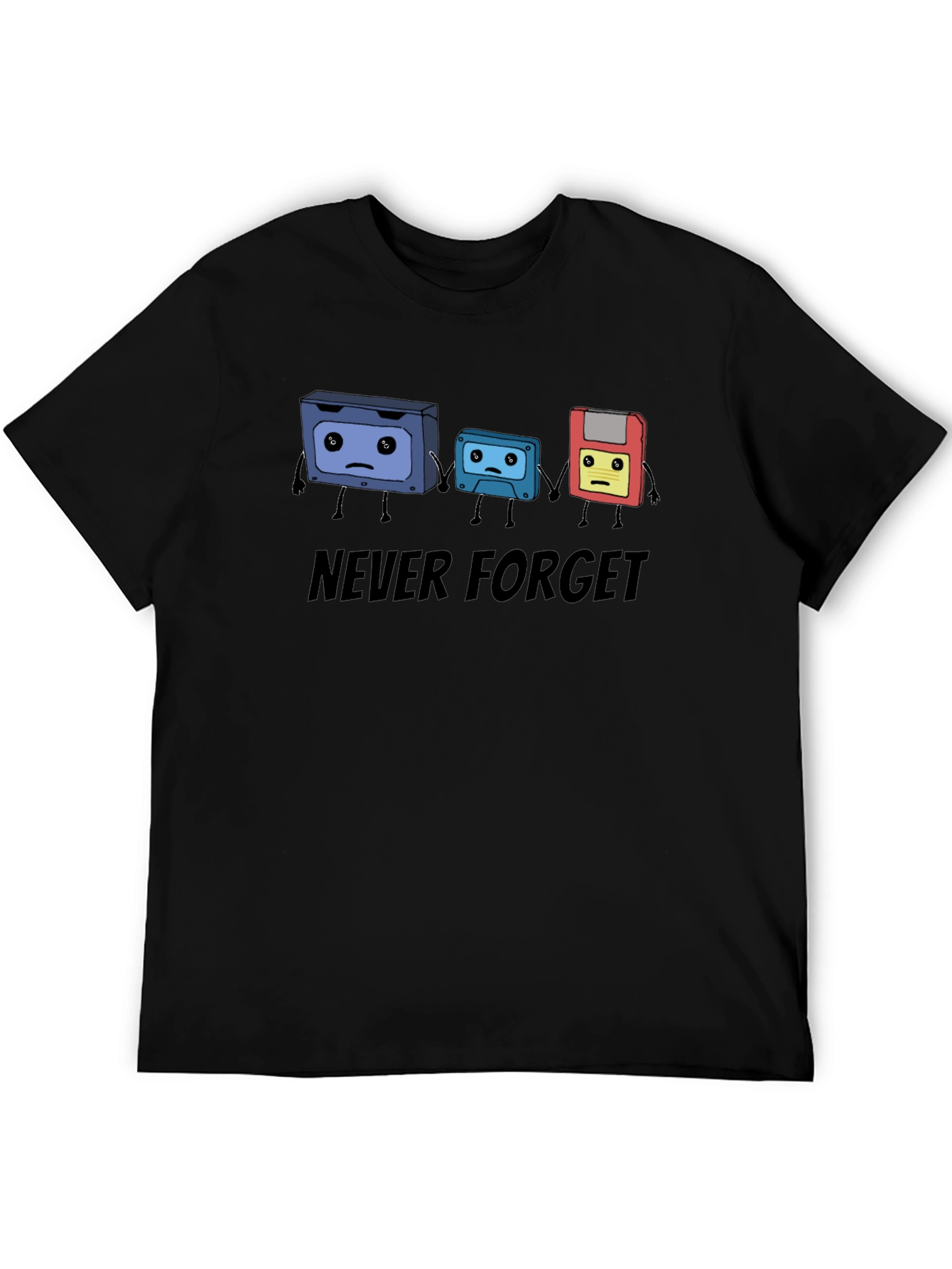 Never Forget Cassette Tape & Floppy Disk T-Shirt