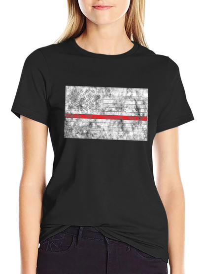 Thin Red Line Flag T-Shirt - Firefighter Support