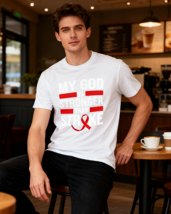 My God Is Stronger Than Stroke Unisex T-Shirt - Stroke Awareness Inspirational Faith Tee for Men & Women