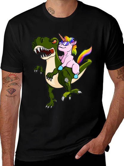 Unicorn Riding Dinosaur Graphic Tee