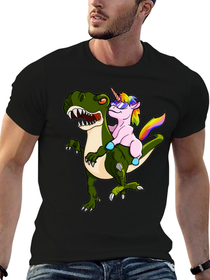 Unicorn Riding Dinosaur Graphic Tee