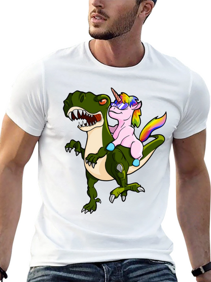 Unicorn Riding Dinosaur Graphic Tee