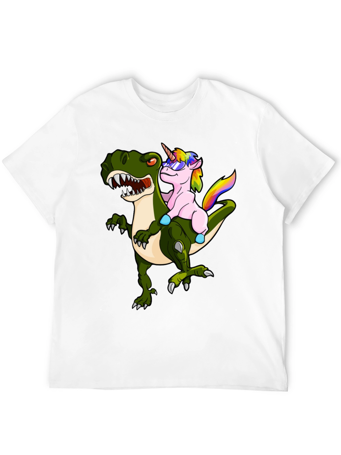 Unicorn Riding Dinosaur Graphic Tee