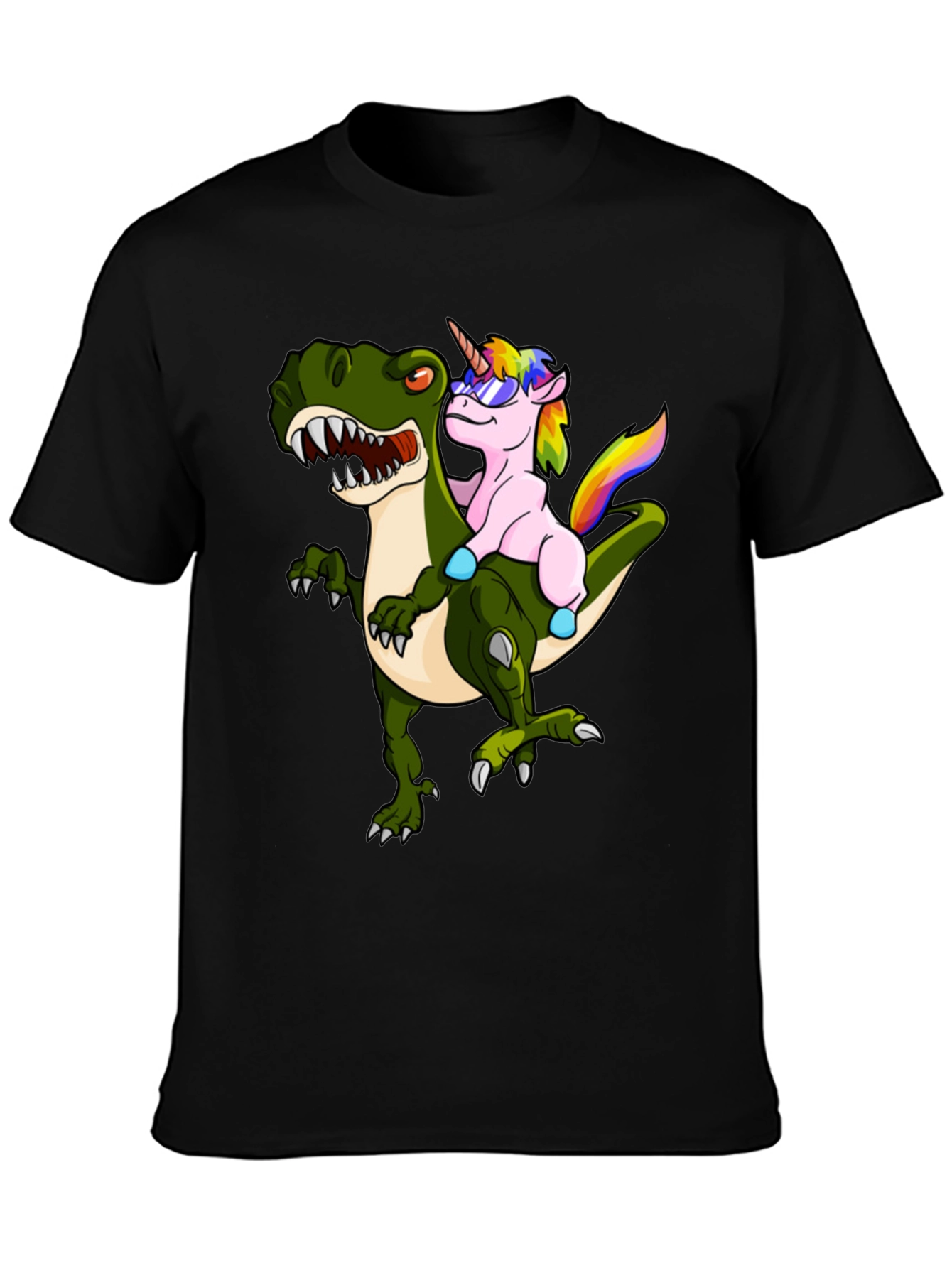 Unicorn Riding Dinosaur Graphic Tee