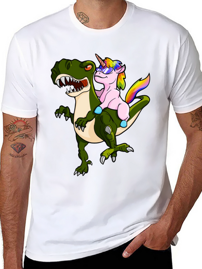 Unicorn Riding Dinosaur Graphic Tee