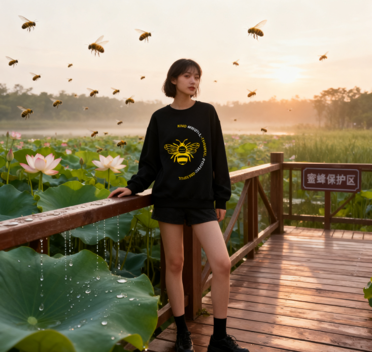 "Kind-Mindful-Thankful" Bee Positivity Crewneck Sweatshirt