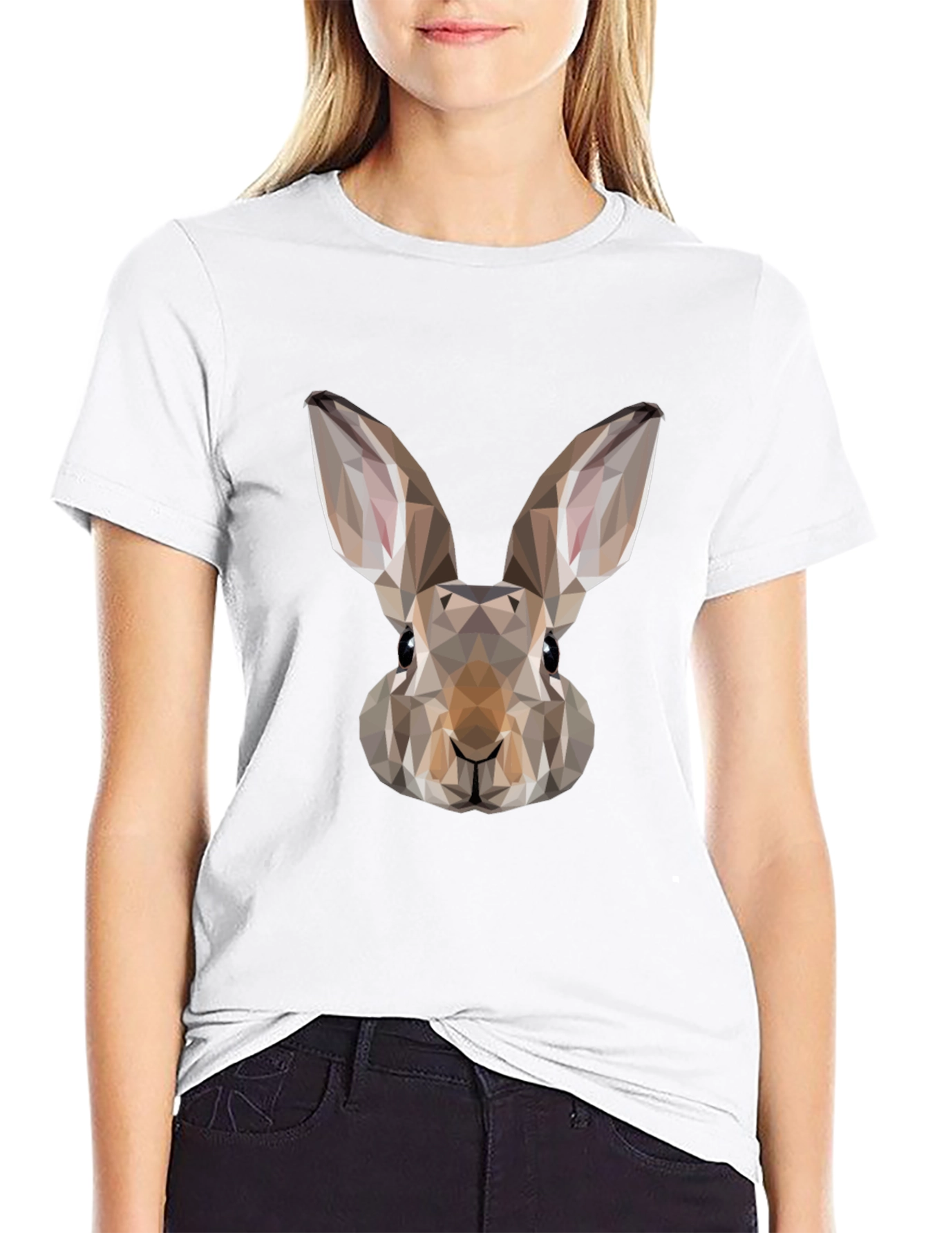 Geometric Rabbit Graphic Tee - Mens Black T-Shirt