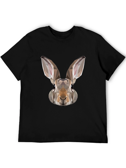 Geometric Rabbit Graphic Tee - Mens Black T-Shirt