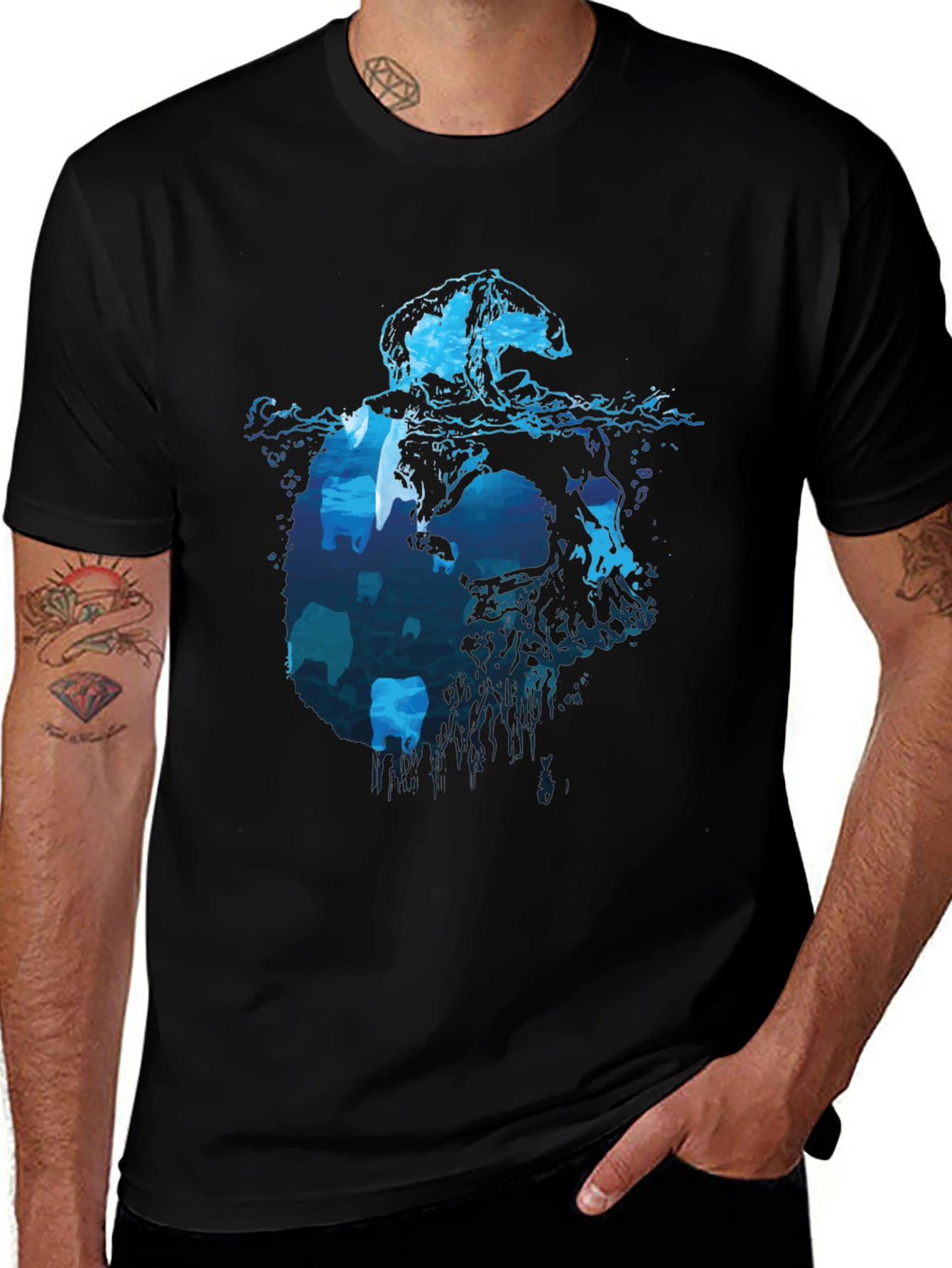 Polar Bear Iceberg Graphic Tee - Cool Black T-Shirt