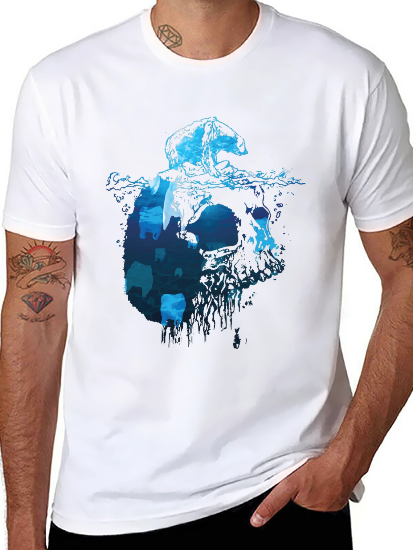 Polar Bear Iceberg Graphic Tee - Cool Black T-Shirt