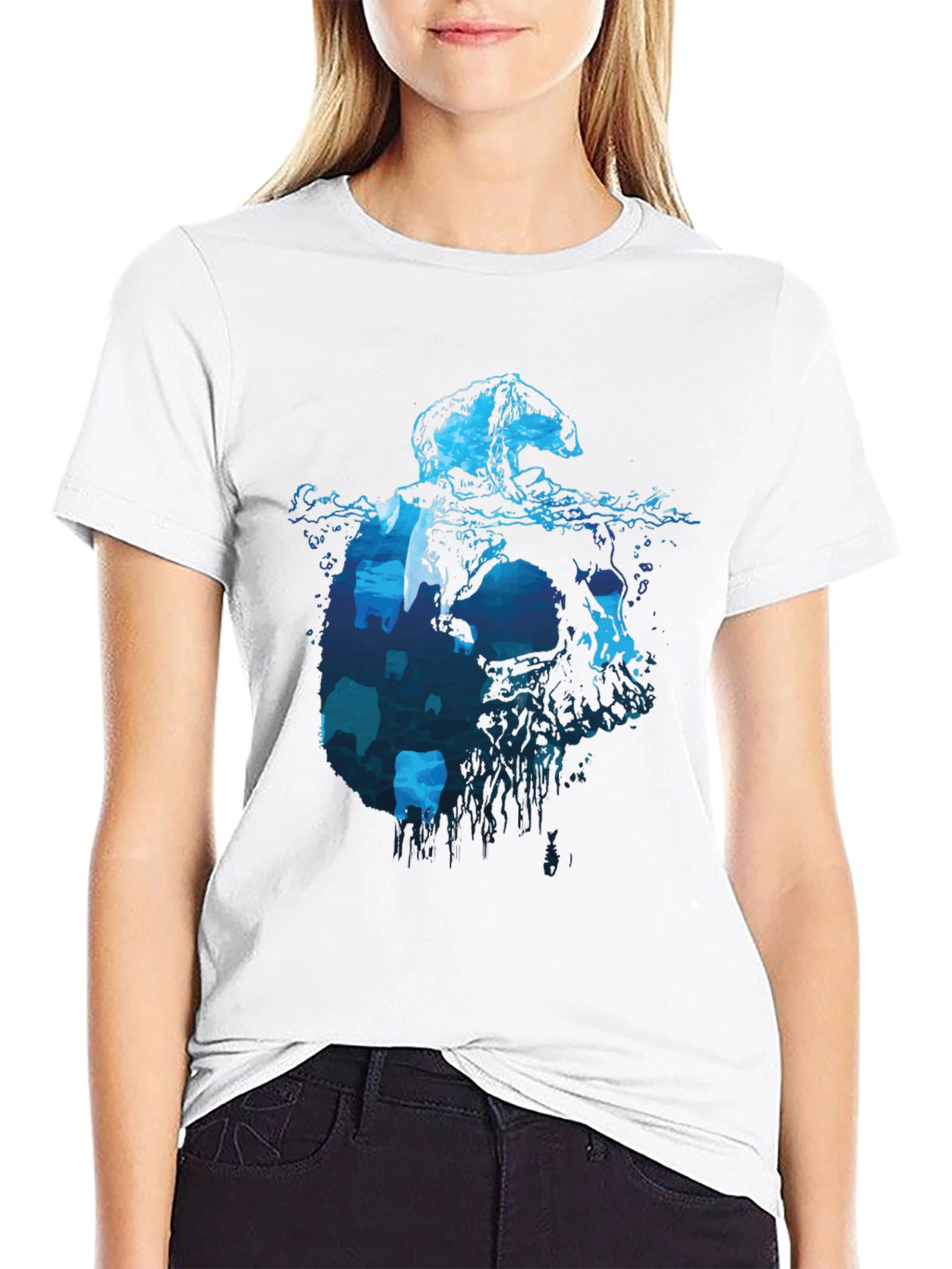 Polar Bear Iceberg Graphic Tee - Cool Black T-Shirt