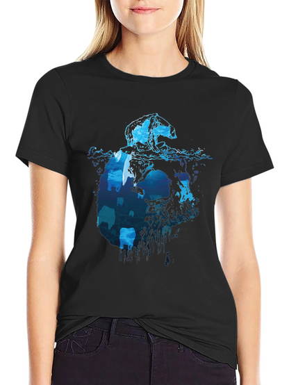 Polar Bear Iceberg Graphic Tee - Cool Black T-Shirt