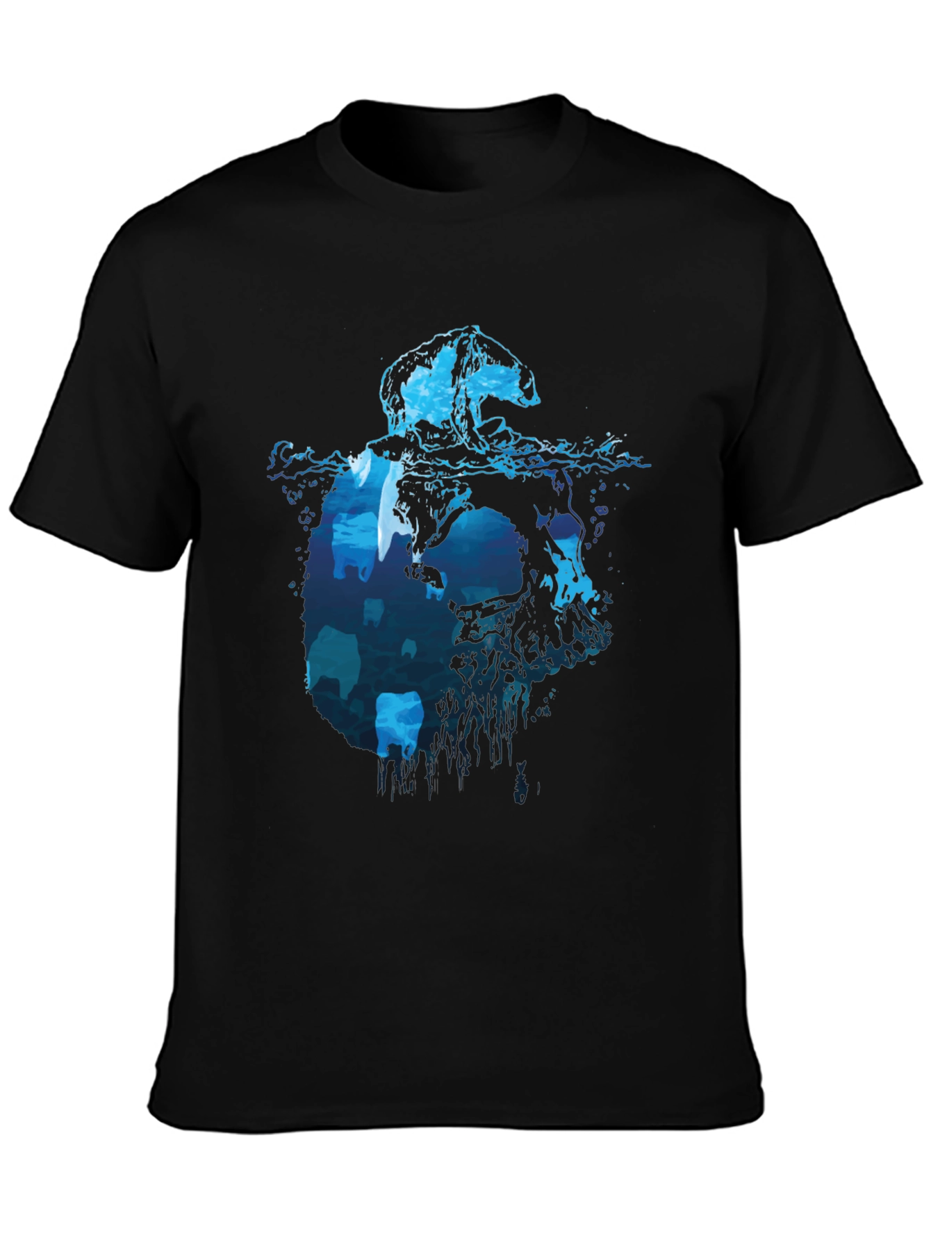 Polar Bear Iceberg Graphic Tee - Cool Black T-Shirt