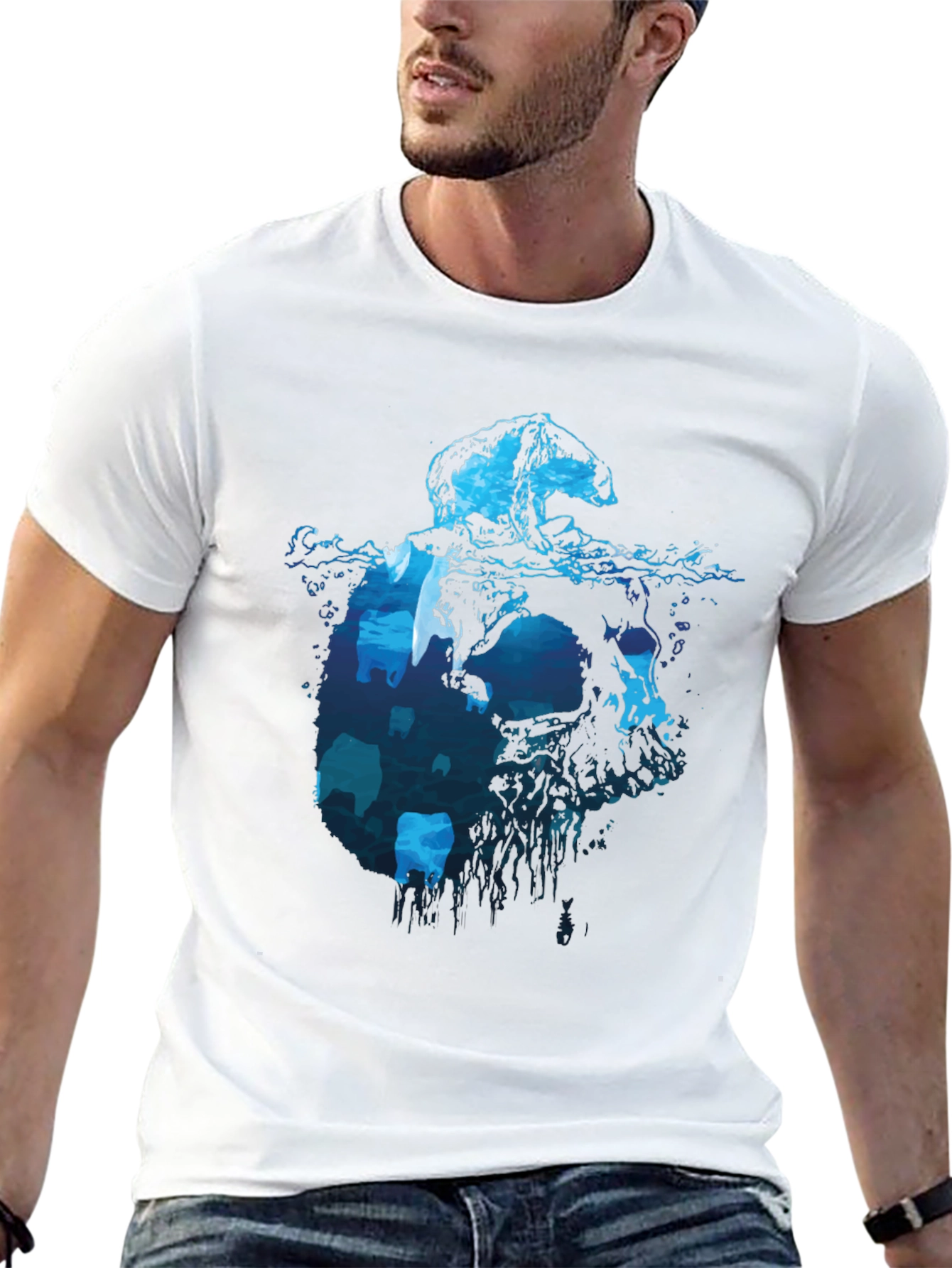 Polar Bear Iceberg Graphic Tee - Cool Black T-Shirt