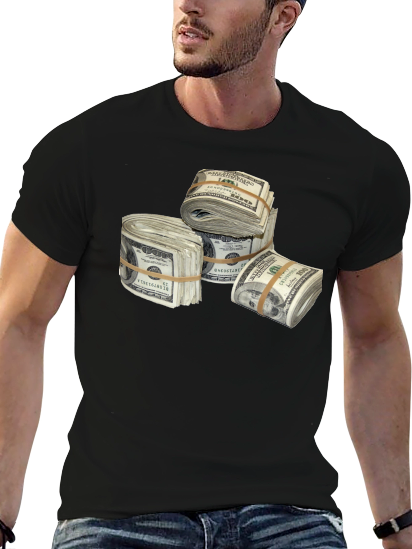 Money Stacks Graphic Tee - Black