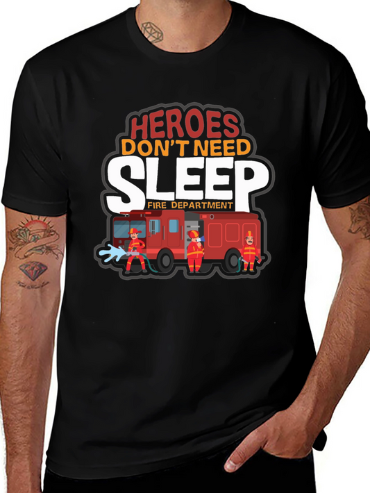 Heroes Dont Need Sleep Firefighter Graphic T-Shirt