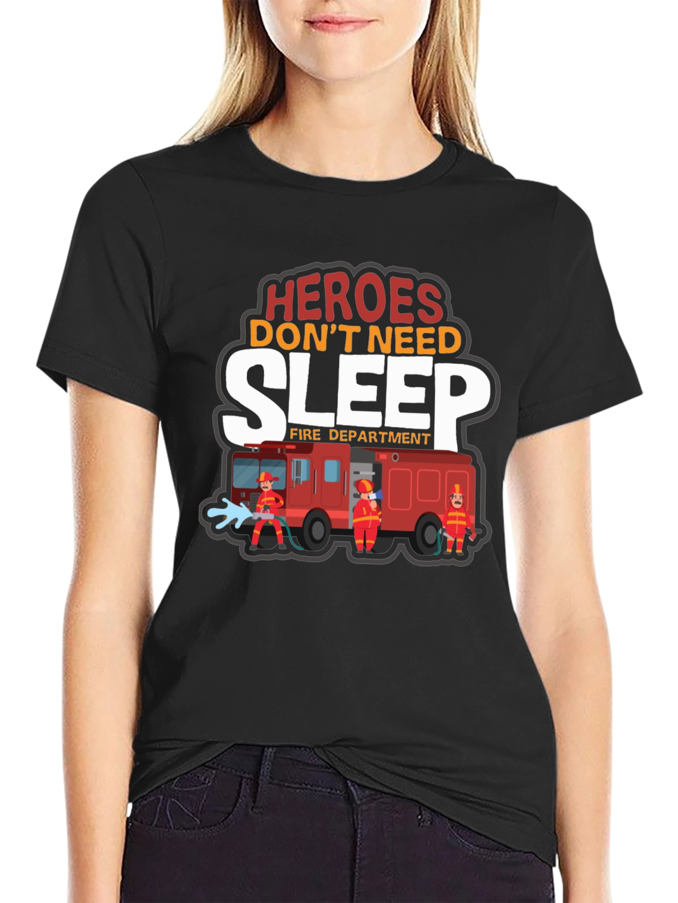 Heroes Dont Need Sleep Firefighter Graphic T-Shirt