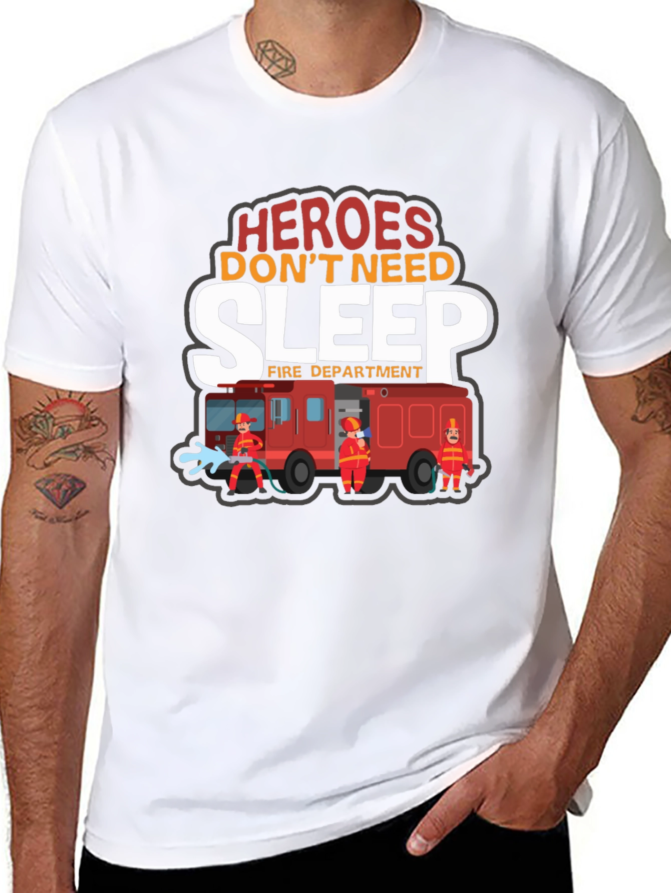 Heroes Dont Need Sleep Firefighter Graphic T-Shirt