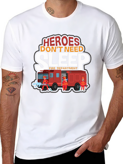 Heroes Dont Need Sleep Firefighter Graphic T-Shirt