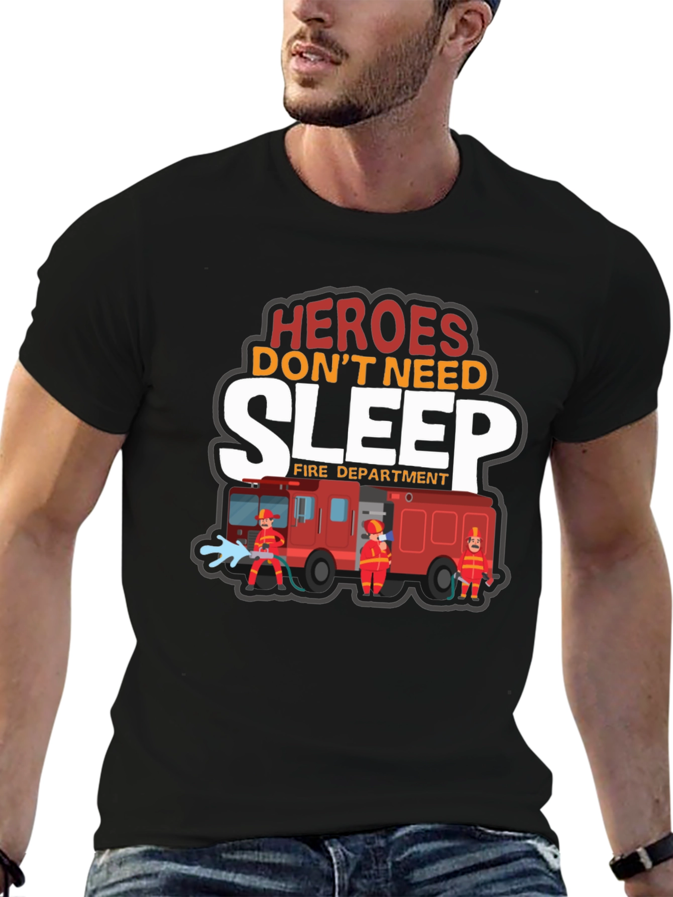 Heroes Dont Need Sleep Firefighter Graphic T-Shirt