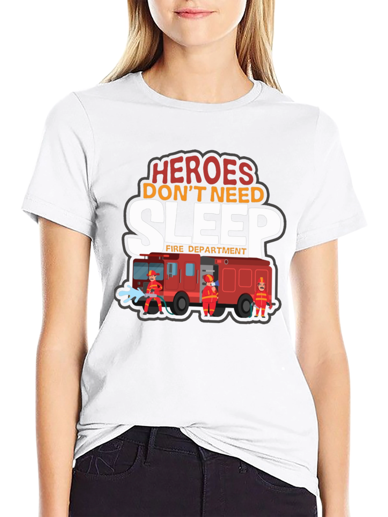 Heroes Dont Need Sleep Firefighter Graphic T-Shirt