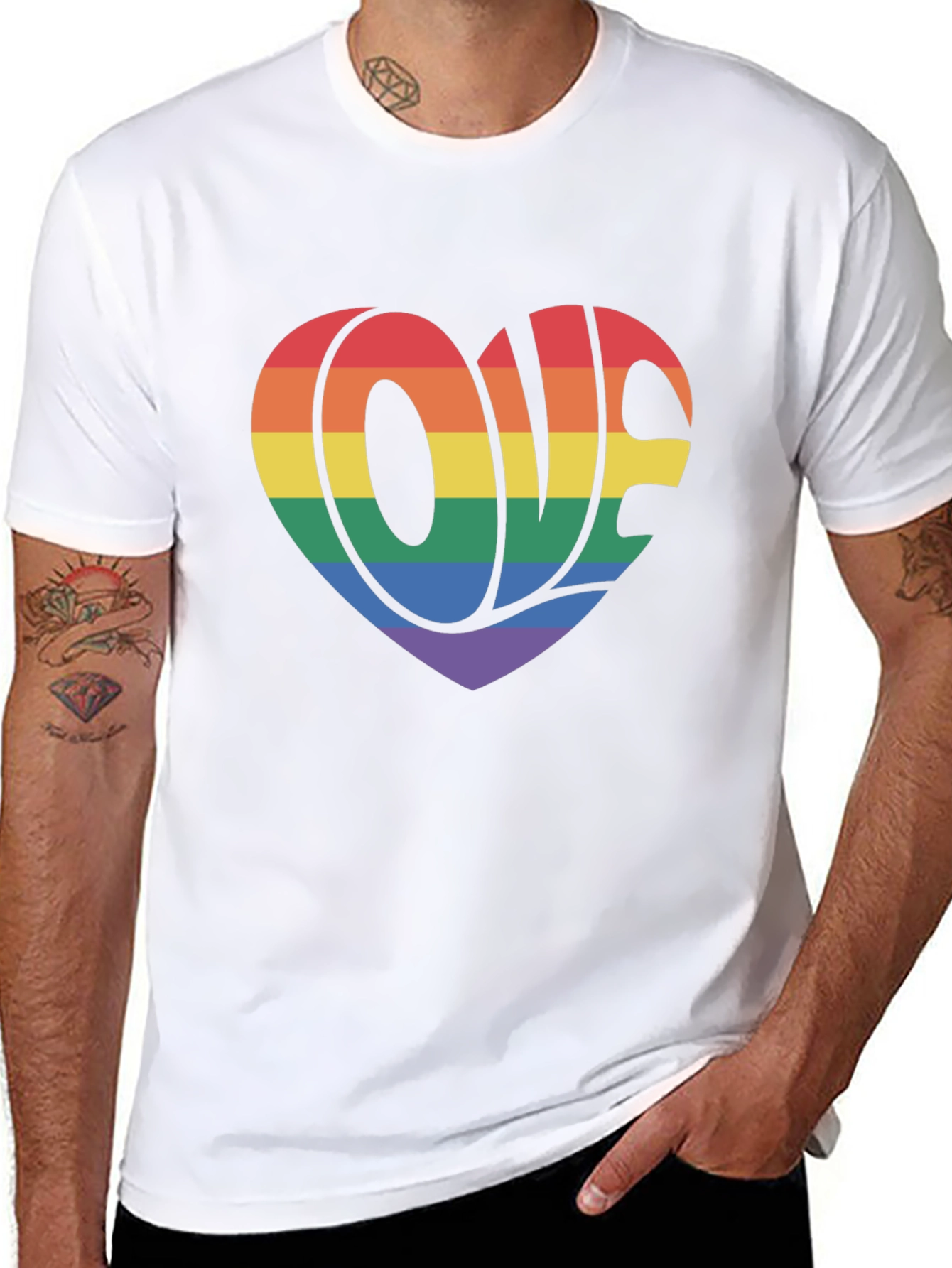 Rainbow Love Heart Graphic T-Shirt