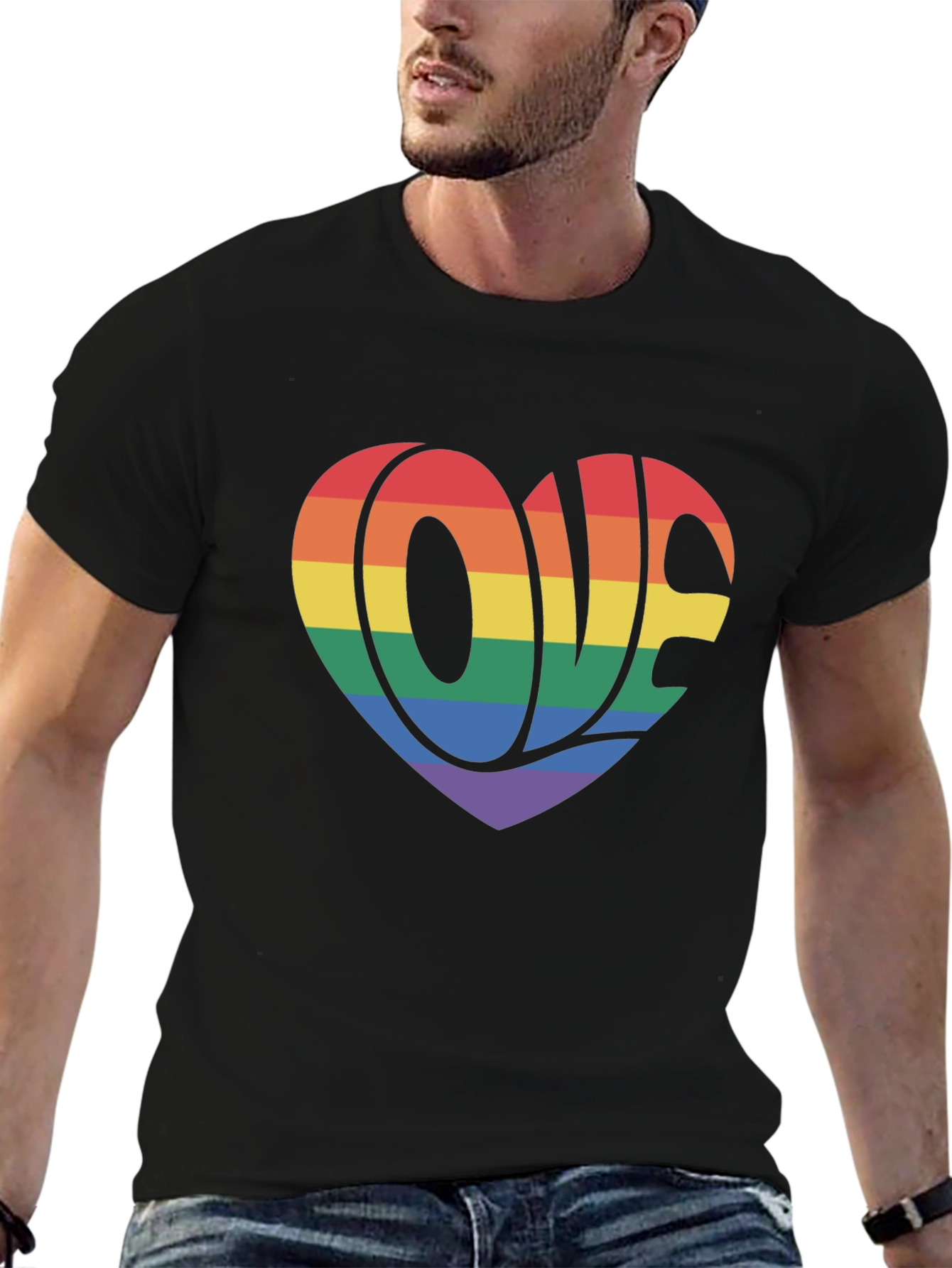 Rainbow Love Heart Graphic T-Shirt