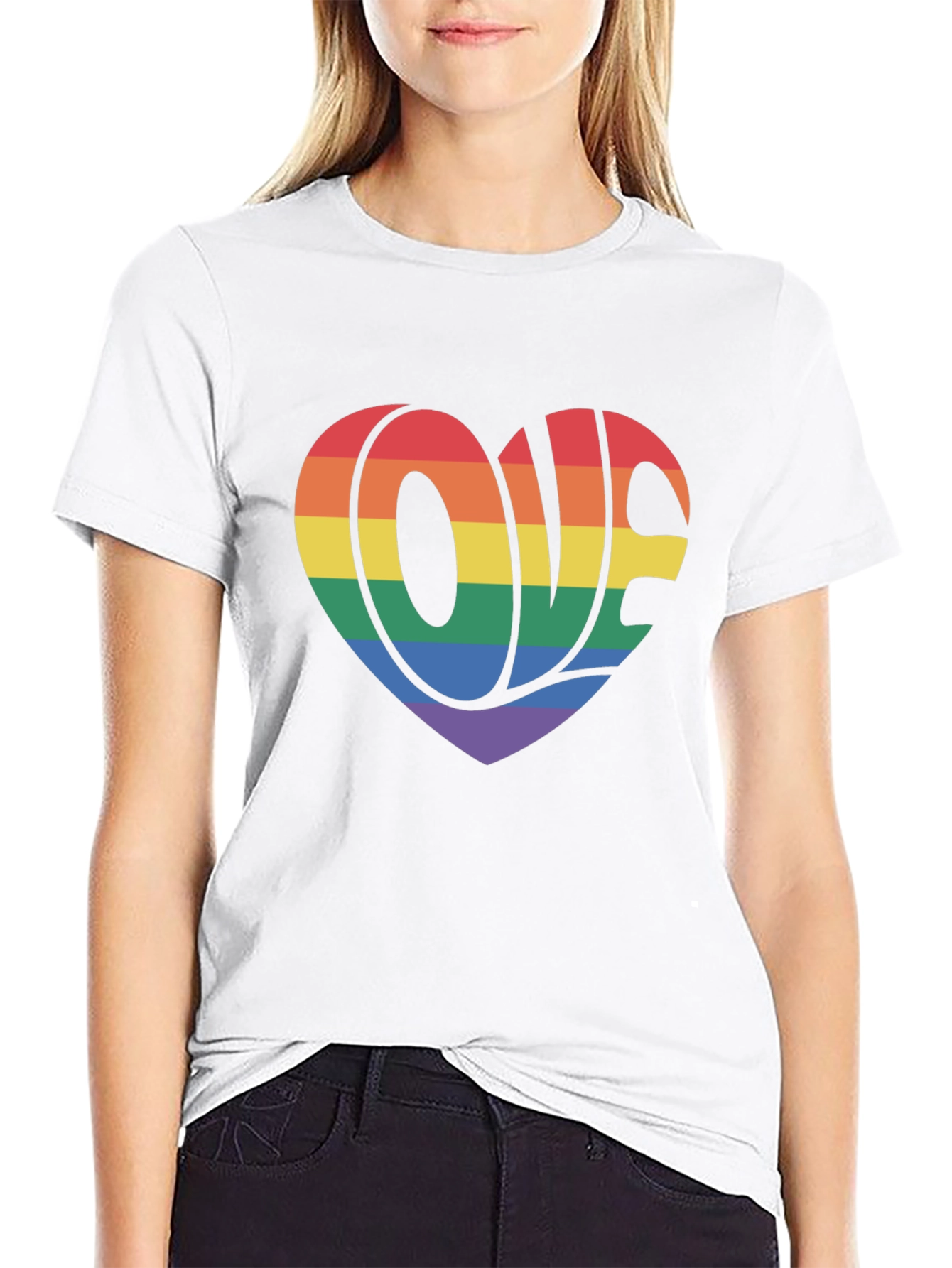Rainbow Love Heart Graphic T-Shirt