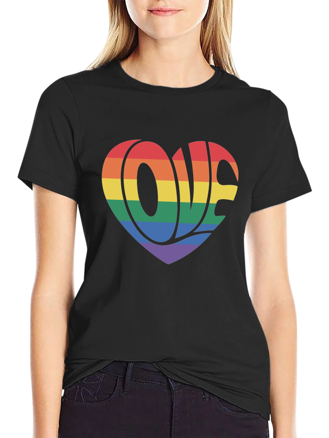Rainbow Love Heart Graphic T-Shirt