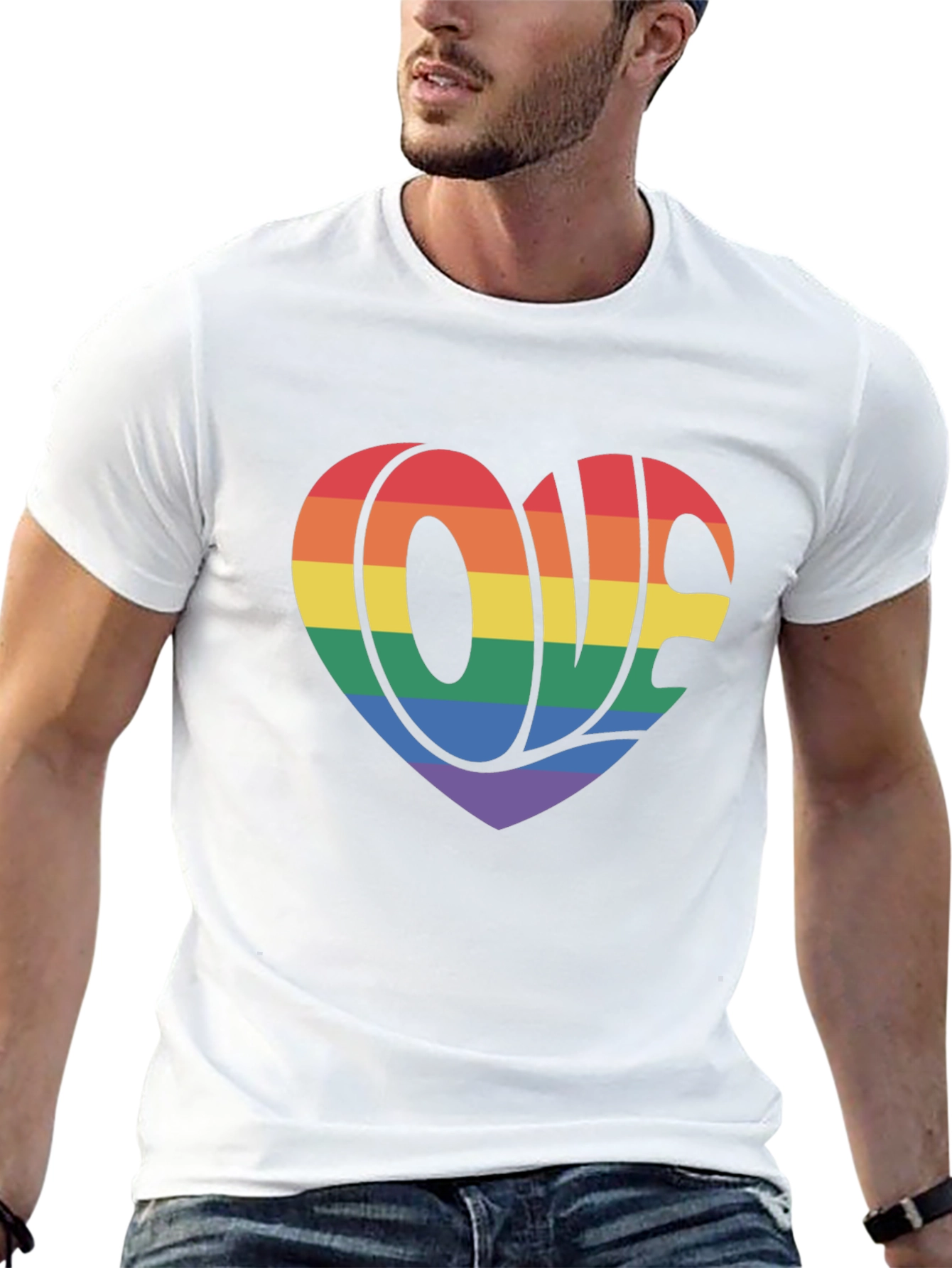 Rainbow Love Heart Graphic T-Shirt