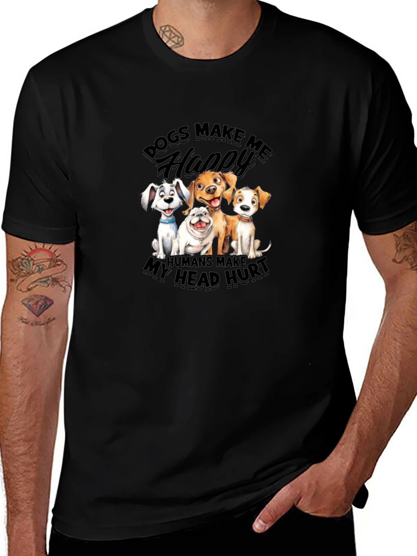 Dogs Make Me Happy T-Shirt | Humor Tee