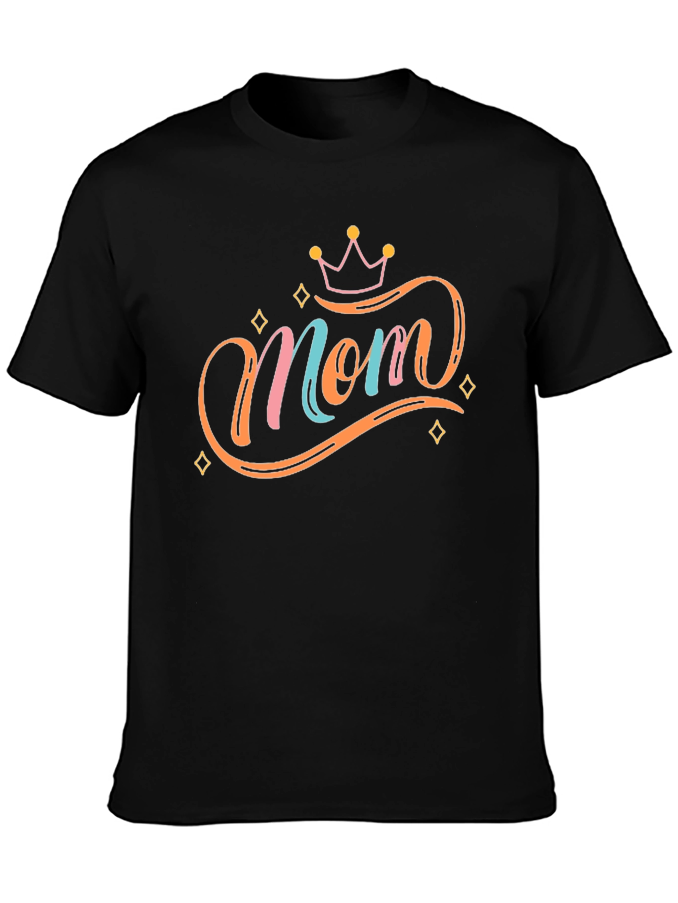 Stylish Mom Graphic Tee - Black Cotton Blend