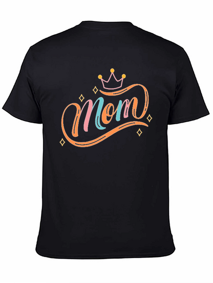 Stylish Mom Graphic Tee - Black Cotton Blend