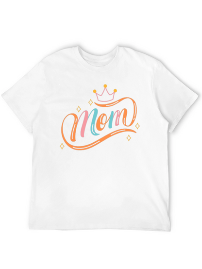 Stylish Mom Graphic Tee - Black Cotton Blend