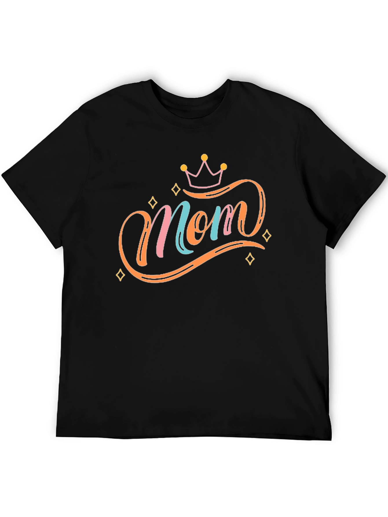 Stylish Mom Graphic Tee - Black Cotton Blend
