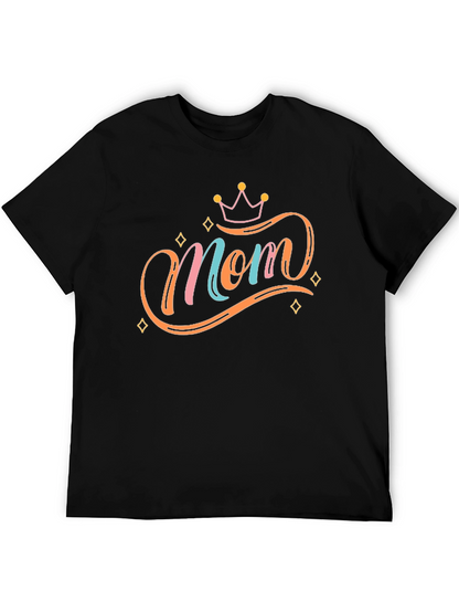 Stylish Mom Graphic Tee - Black Cotton Blend