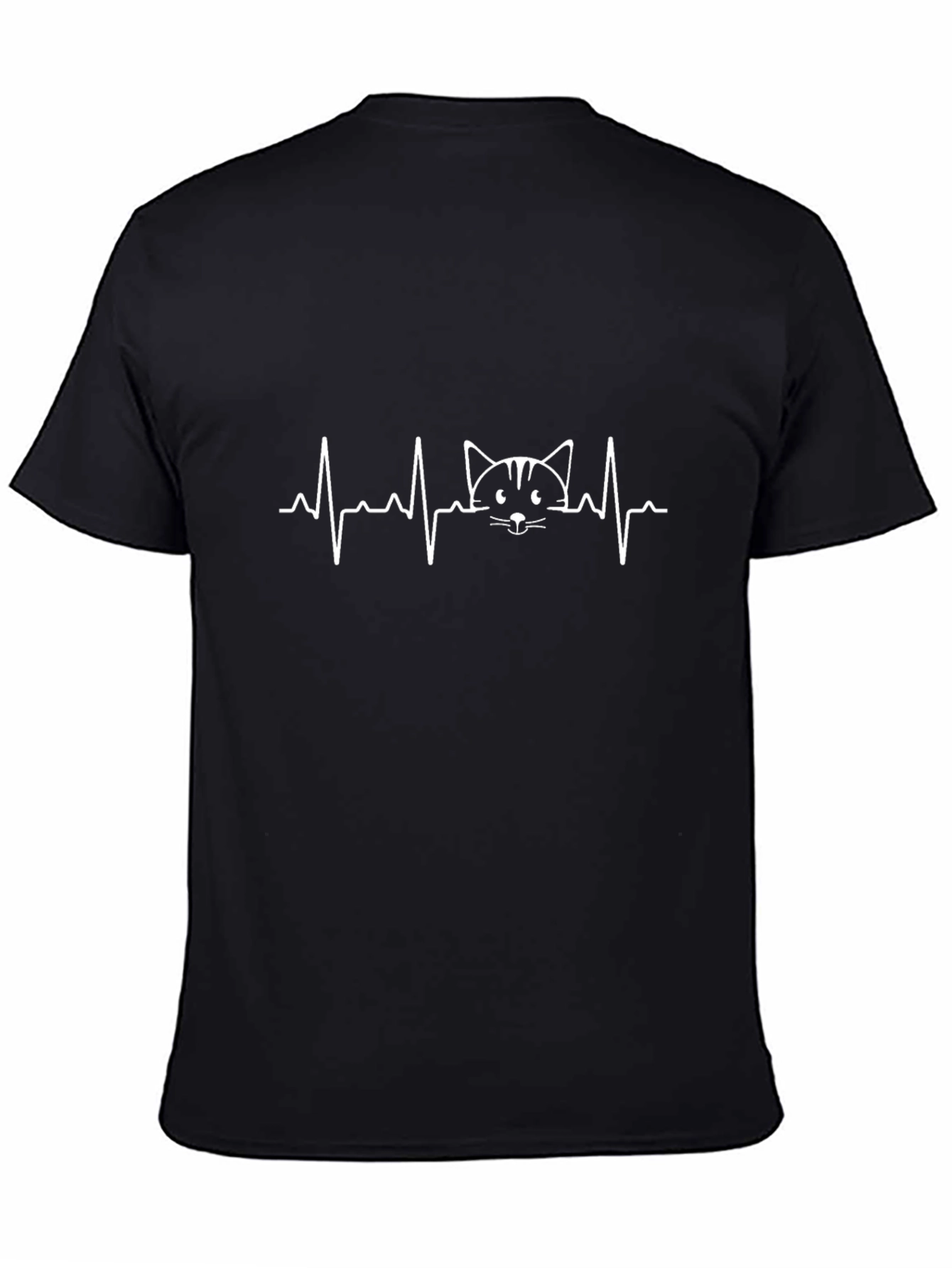 Cat Heartbeat T-Shirt - Unisex Black Tee