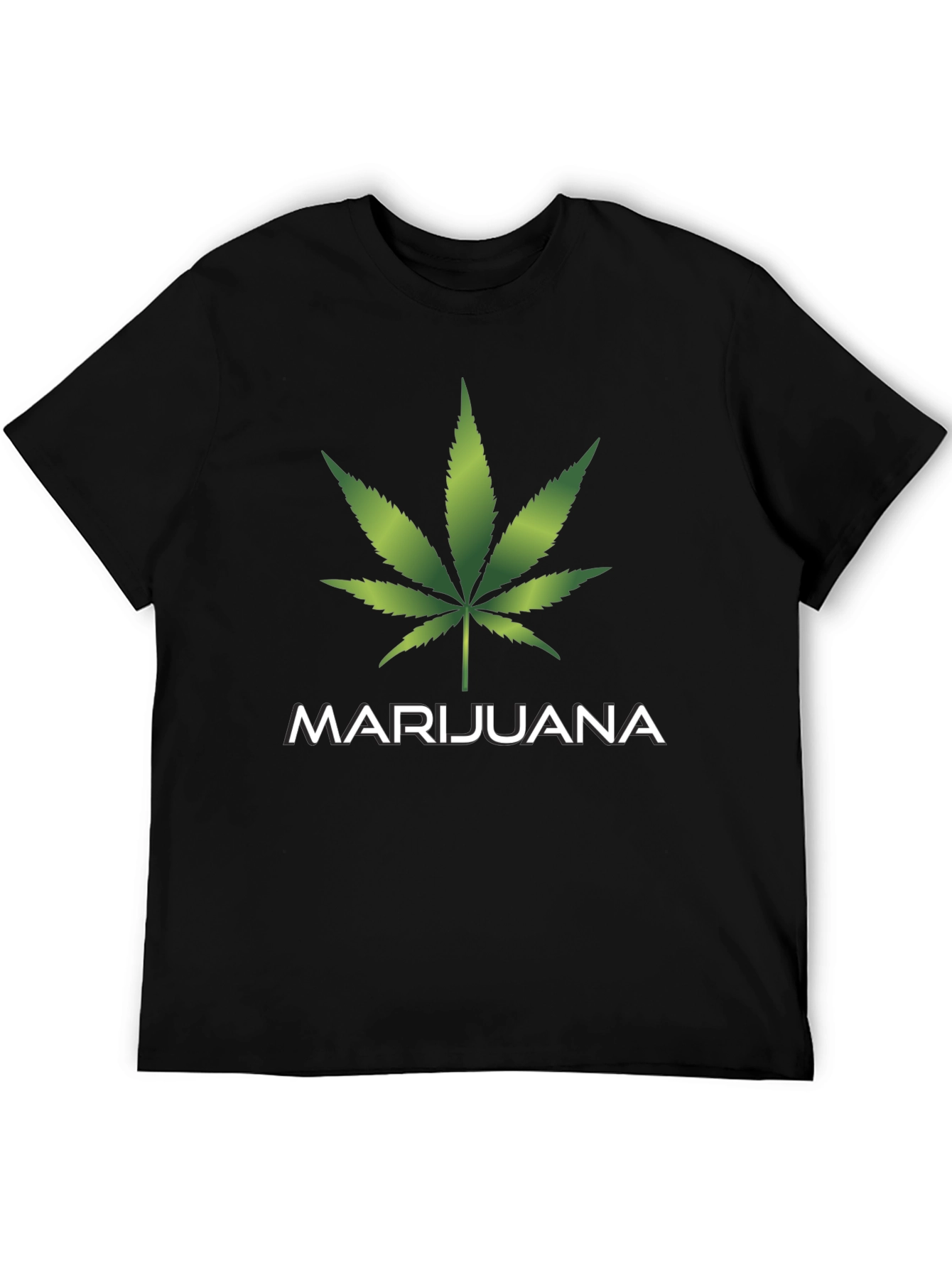 Marijuana Leaf Graphic T-Shirt - Casual Black Tee