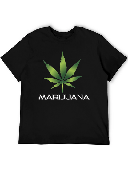 Marijuana Leaf Graphic T-Shirt - Casual Black Tee