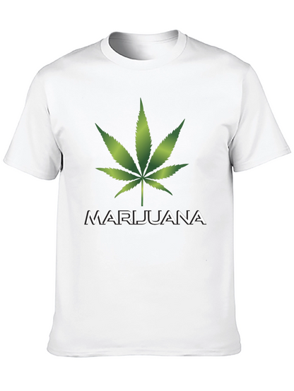 Marijuana Leaf Graphic T-Shirt - Casual Black Tee