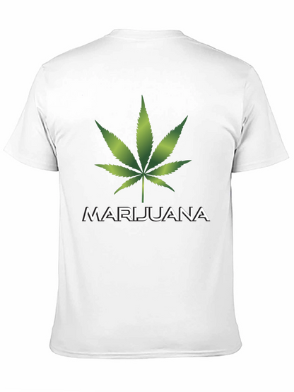 Marijuana Leaf Graphic T-Shirt - Casual Black Tee