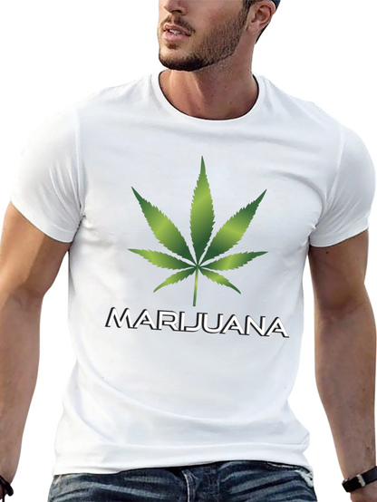 Marijuana Leaf Graphic T-Shirt - Casual Black Tee