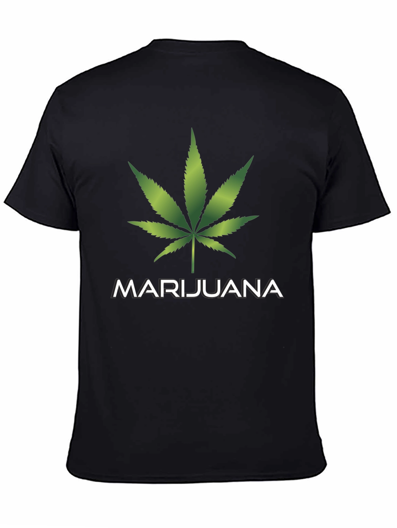 Marijuana Leaf Graphic T-Shirt - Casual Black Tee
