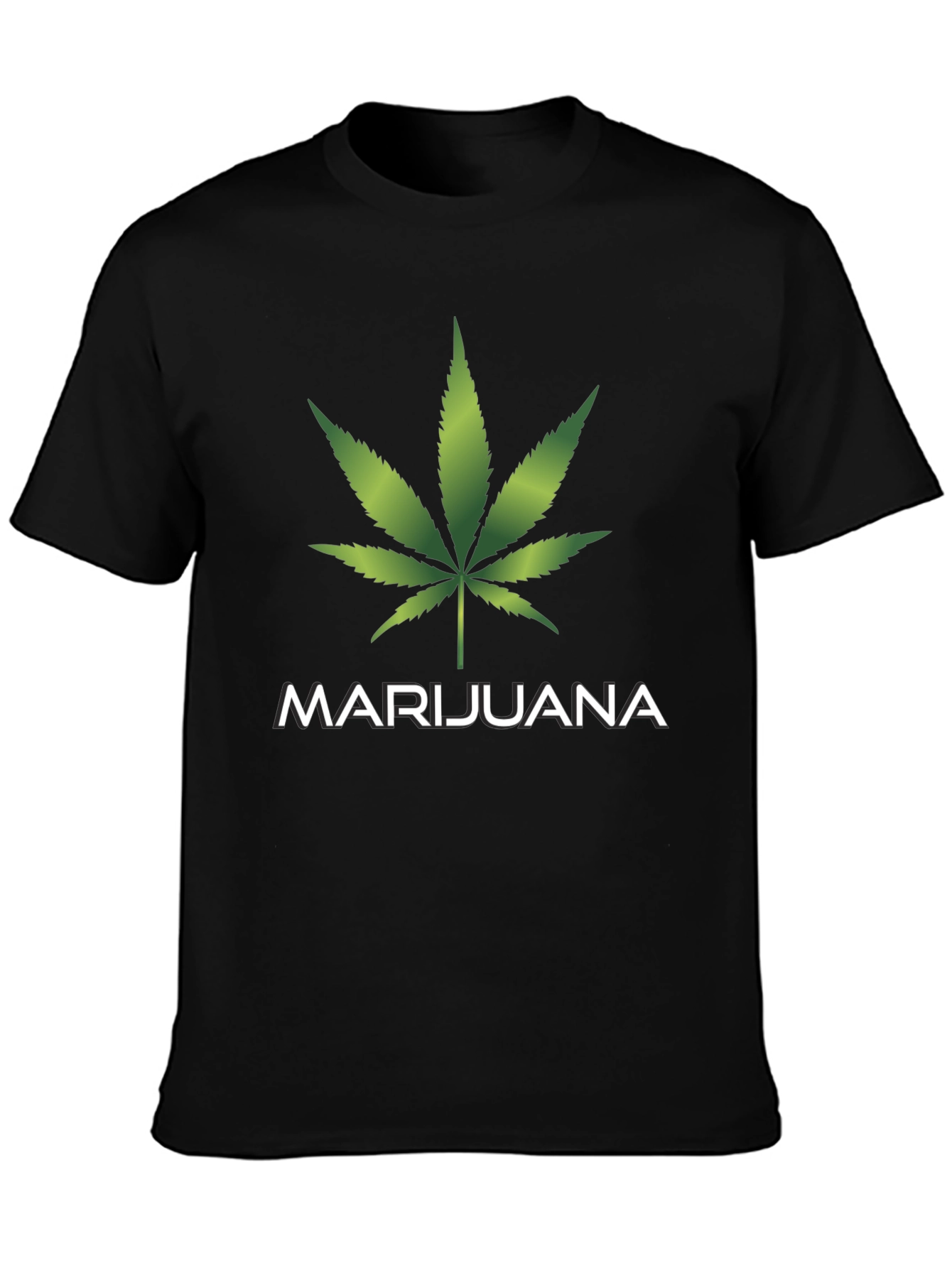 Marijuana Leaf Graphic T-Shirt - Casual Black Tee