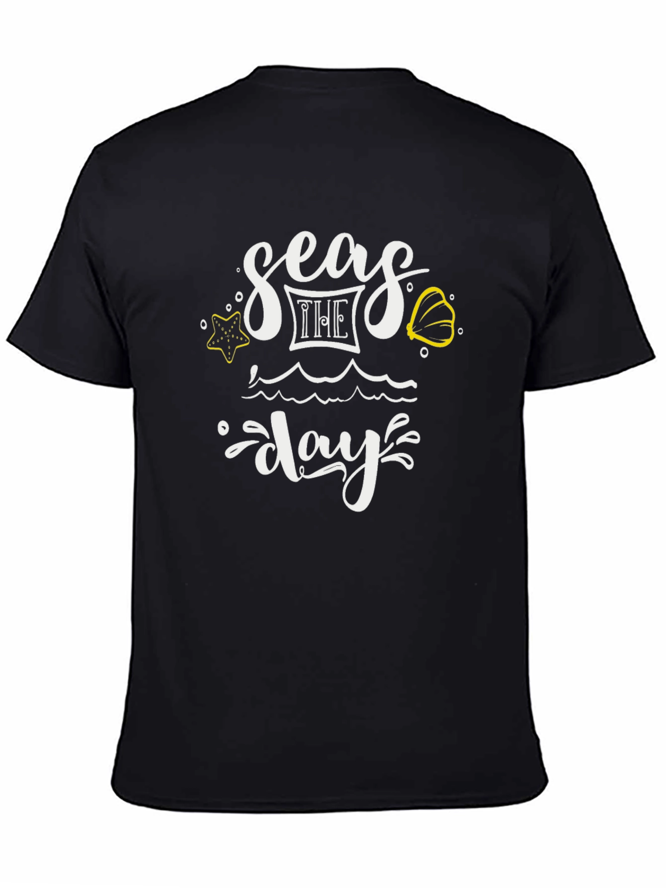 Seas The Day Graphic Tee - Black Cotton T-Shirt